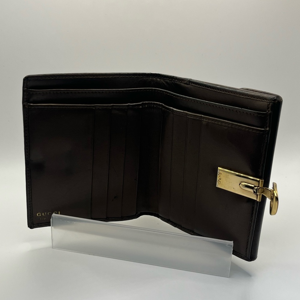 Gucci Brown Leather Wallet with Gold “G” Initial  Clip - Picture 9 of 9